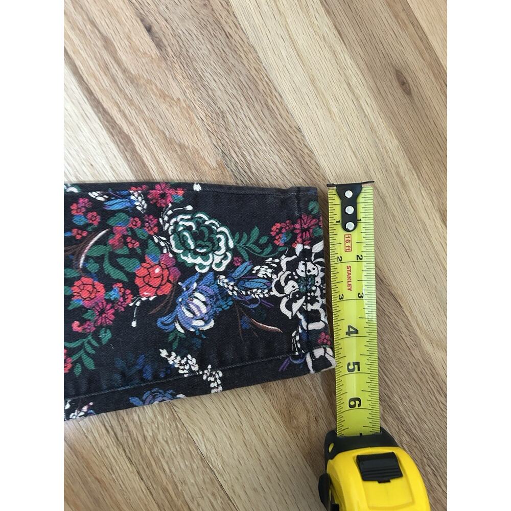 Anthropologie Pilcro Floral Print Cigarette Skinny Jeans 27 Black Fairy Boho - Picture 10 of 11
